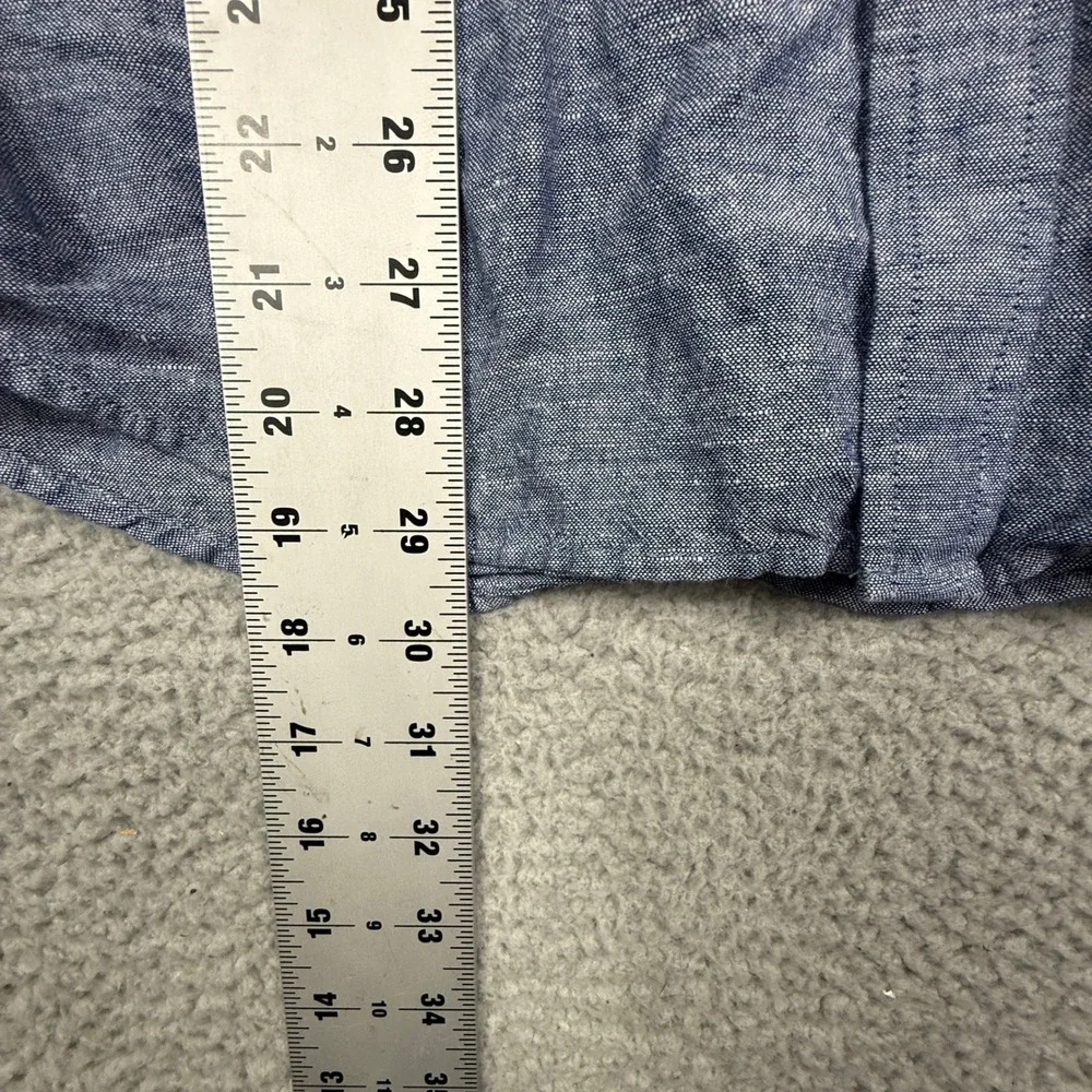 Banana Republic Slim Fit Linen Blend Long Sleeve‎ Button Down Shirt Size L Blue